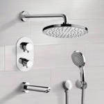 Remer TSH45 Thermostatic Tub and Shower Faucet Set with Handheld and Rain Shower Head